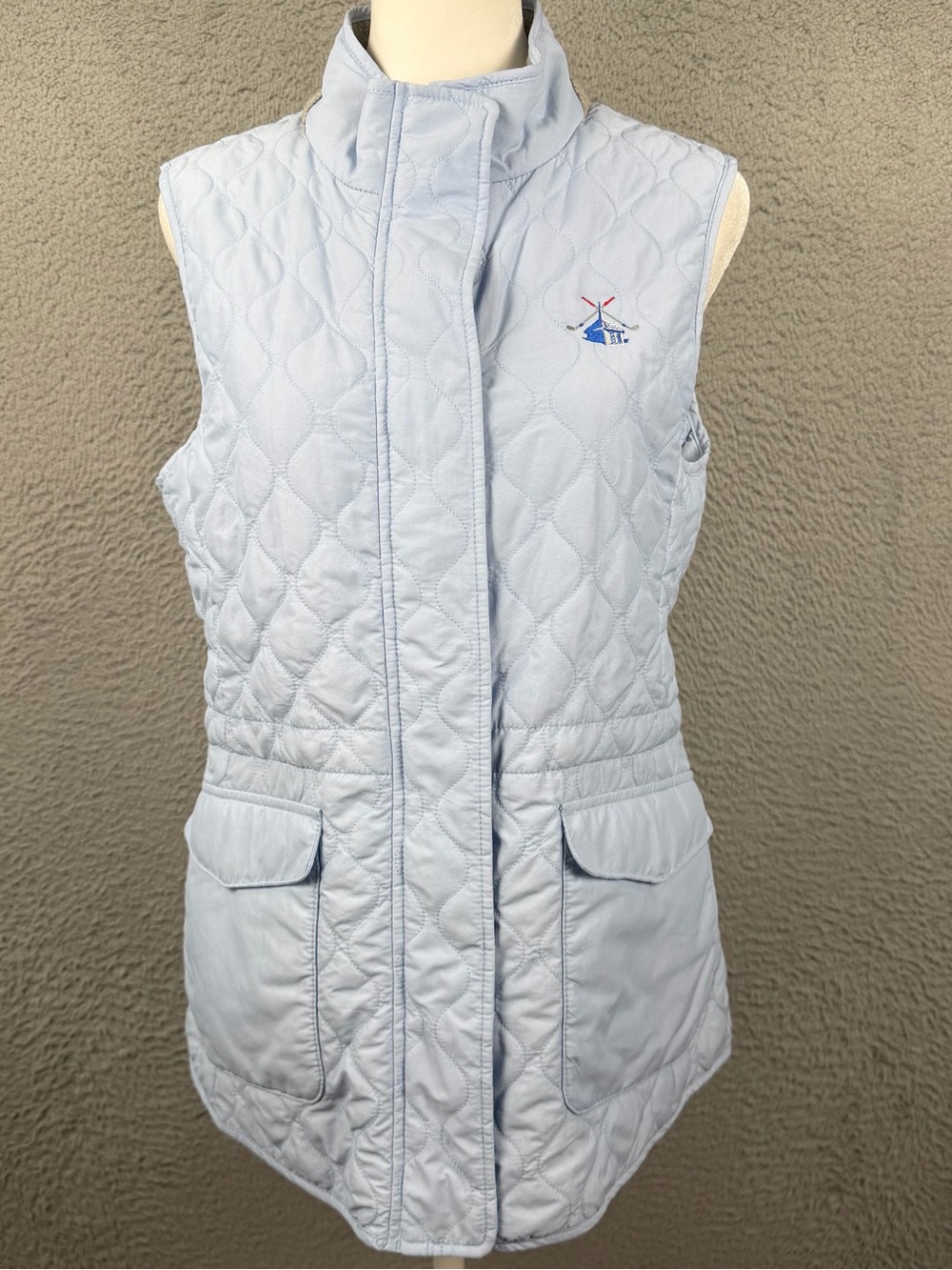 Peter Millar Addison Vest Womens Medium Blue Full Zip Quilted Travel Golf Preppy